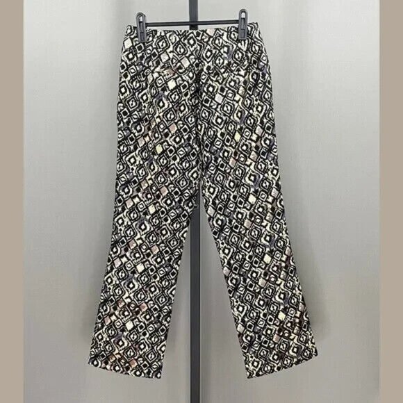 NEW Free People Pants Womens 0 black pink tan flare crop boho geo - Picture 8 of 10